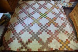 Lot #537 - Antique patchwork quilt in various colored themed blocks (80” x 83”) (good to