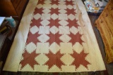 Lot #539 - Red and Ivory pattern antique handsewn quilt (94” x 96”)