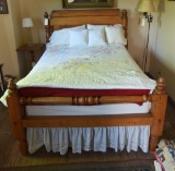 Lot #548 - Late Federal Period American Tiger Maple double acorn bed circa 1840 (replaced newer