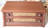Lot #551 - Antique Oak J.&P. Coats two drawer spool cabinet (21” x 9” x 17”)