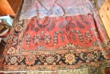 Lot #552 - Wool Pile Kurdistan rug with floral design circa 1900 heavy wear minor damage to ends