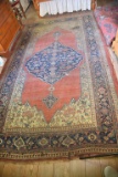 Lot #553 - Semi-antique Tabriz wool pile area rug ( heavily worn and staining, some damage to