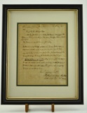 Lot #569B - 1817 Hungers Parrish, Northampton Co. VA, framed letter appointing a reverend to the