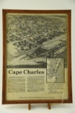 Lot #571 - Framed Black and White Arial Photo of Cape Charles 1964 out of the Virginian Pilot