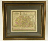 Lot #595 - Early 19th Century framed “A New Map of Virginia with its Canals, Roads, and Distances