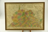 Lot #596 - Framed map of Virginia hand colored circa 1833 by J. H. Young Sr. 14 ½” x 20” (crease