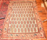 Lot #622 - Iranian Wool Pyle Red & Ivory Albusson Area Rug 52” x 73” – Moderate Wear and slight