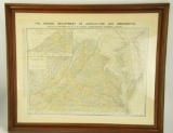 Lot #636 - Framed 1911 Map of Virginia “The Virginia Dept of Agriculture and Immigration” Mounted