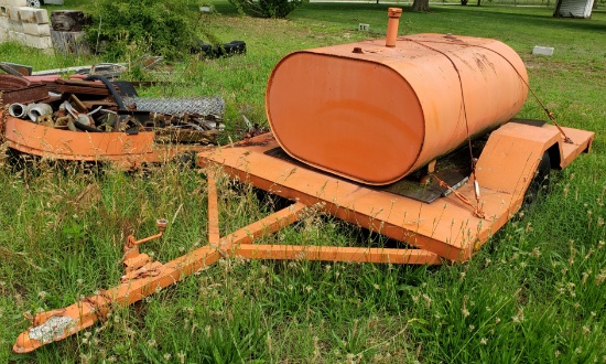 Lot #28 - Orange Farm Trailer with 275 Gal +/- Fuel Tank. The trailer does not have a trailer