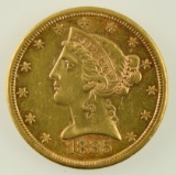 Lot #15 - 1885-S $5 Half Eagle Gold Coin