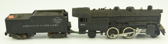 Lot #4 - Vintage American Flyer Lines model 307 Reading Lines Electric steam engine and Coal Car