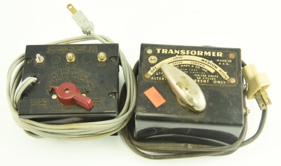 Lot #8 - (2) Vintage Train Transformers: Louis Marx & Co. Inc 110-120 volt and A.C. Gilbert Co