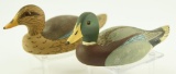 Lot #343 - Pair of Wildfowler decoys carved miniature Mallards drake and hen each signed on