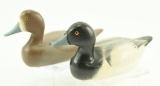 Lot #349 - Pair of miniature carved Bluebills hen and drake signed Bauer on underside (from the