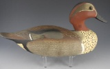 Lot #827 - Decorated Green Wing Teal Half Decoy. Green felt on bottom and rear. (From the Estate