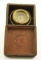Lot #400 - Antique brass gimballed compass in fingerjointed box