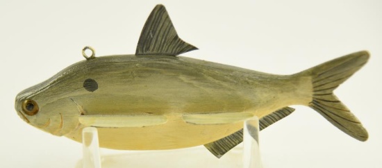 Lot #381 - Hand carved 6” Threadfin Herring by Marcal Meloche Canada initialed in bottom