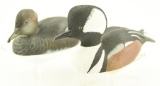 Lot #374 - Pair of miniature carved Hooded Mergansers by Charles Berry, Salisbury, MD 1891