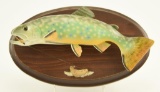 Lot #378 - Hand carved Brook Trout on plaque signed R.S. McKenzie (from the Mort Kramer