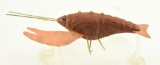 Lot #384 - Carved Crawfish decoy by Richard Brooks signed on underside 4”