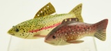 Lot #389 - (2) hand carved folk art trout fish decoys: Dahle Bingaman and Forrest Jennings