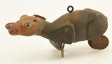 Lot #401 - Vintage carved baby Hippo with penny legs unknown carver