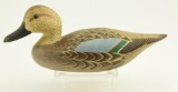 Lot #409 - Carved Green Winged Teal Hen by Norris Pratt, Kimblesville, PA 1966 signed and dated