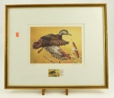 Lot #427 - Framed 1985 Maryland Duck Stamp print by C. Huber S/N 947/1400