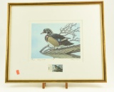 Lot #432 - Framed 1984 Maryland Duck Stamp print by Roger Lent S/N 98/1200
