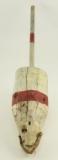 Lot #440 - Primitive wooden New England Lobster Pot Float in red and white paint 29”