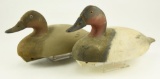 Lot #480 - Pair of Wildfowler, Old Saybrook, CT Canvasbacks drake and hen with wooden keel both