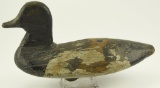 Lot #496 - Primitive Blue Bill drake decoy North Carolina with oddly shaped keel weight