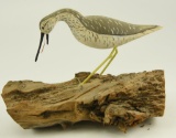 Lot #506 - C. Waterfield Knotts Island, N.C. carved standing Yellowlegs on driftwood (damaged