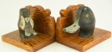 Lot #597 - Pair of L.T. Ward Brothers carved Blue Bill head bookends hen and drake circa 1940