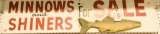 Lot #651 - Vintage style Minnows and Shiners for Sale hand painted advertising sign 48”