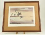 Lot #653 - Framed Lem Ward print of Mallards over Marsh signed Lem Ward 10-1-81 personalized to