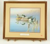 Lot #654 - Ward Foundation Sponsor Series framed print of Widgeon signed and dated Ronald Louque