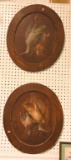 Lot #657 - (2) Primitive game paintings on Oval Oak wooden panels by Robin Senafo