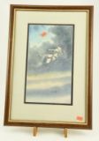 Lot #687 -Original Watercolor and Acrylic of flying Tundra Swans by Ned Ewell 1987 12