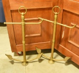 Lot #728 -Pair of figural brass standing Ship anchor towel holders 39? each