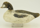 Lot #777 - Unmarked Goldeneye working decoy with round lead keel weight. Overall wear to paint