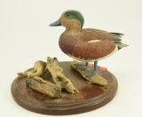 Lot #790 - American Widgeon Drake 1/3 Size Standing decoy with Raised feathers on driftwood and