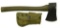 Lot #115 - US Plumb Military Hatchet 1942 With Canvas sheath. WWII Era. Olive Drab green Handle