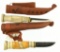 Lot #695 - Two Kellan Fixed Blade Knives to Include: Kellam Ptarmigan & Kellem Reindeer Handle.