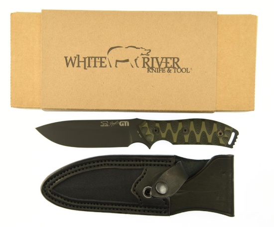 Lot #13 - White River Knives WRGTI45-G10 Fixed Blade knife in Box. Justin Gingrich GTI 4.5" S35