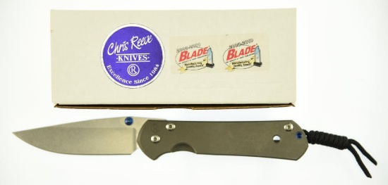 Lot #26 - Chris Reeve Large Sebenza 21 Titanium Handle Folding Knife in Small Box with P/W. Ove