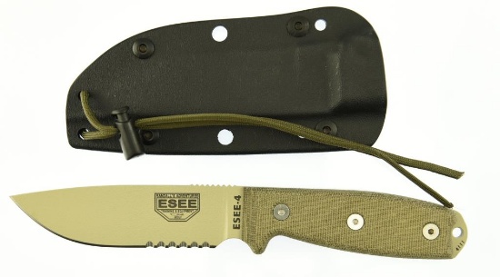 Lot #40 - ESEE 4S-DT Knife -Specifications:  Overall Length:  9.0", Cutting Edge Length:  4.1",