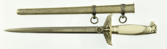 Lot #41 - WWII German Nazi Diplomatic Dagger with Scabbard F.W. Holler Berlin. Probable reprodu