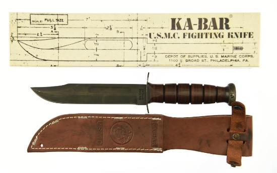 Lot #7 - KA-BAR 1219C2 USMC Fighting Knife. In Box. Specifications:  Weight:  0.68 lbs Blade le