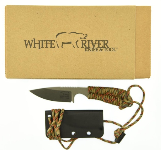 Lot #9 - White River M1 Backpacker Knife In Box Specifications:  Blade Length:  3”, Overall Len
